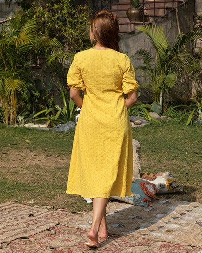 Yellow Eyelet Maxi Dress