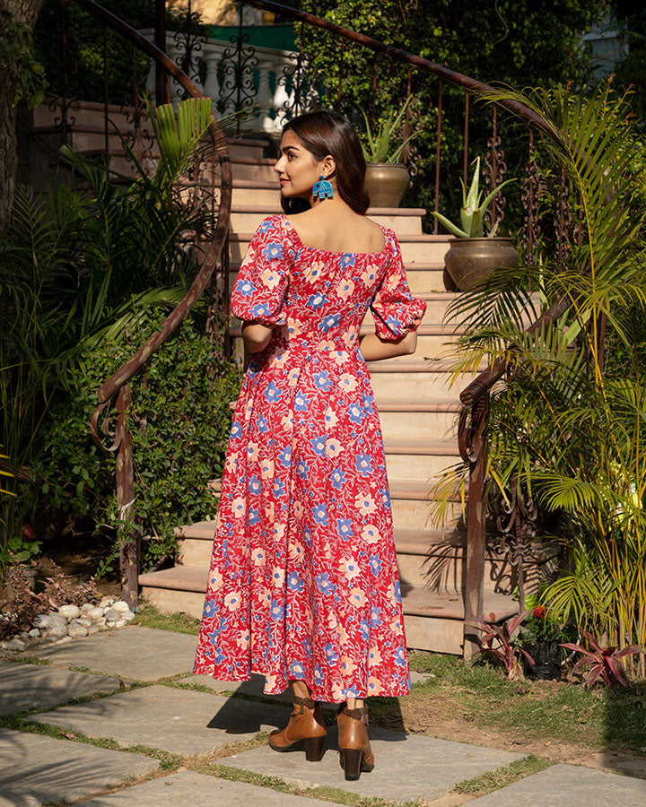 Red Block Printed Maxi