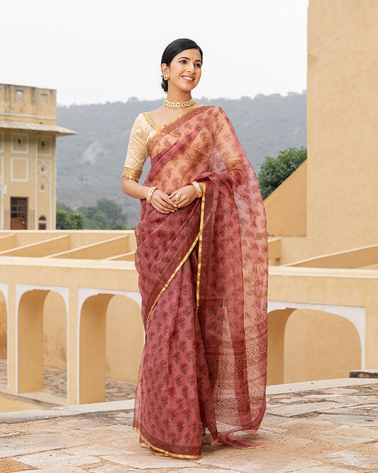 Rosewood Buta Organza Saree