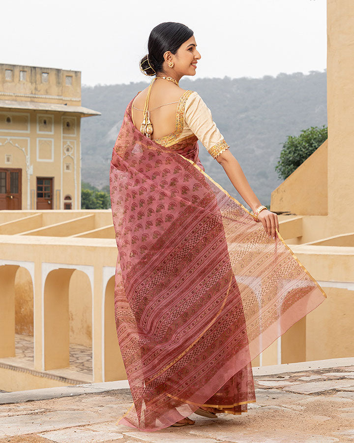 Rosewood Buta Organza Saree