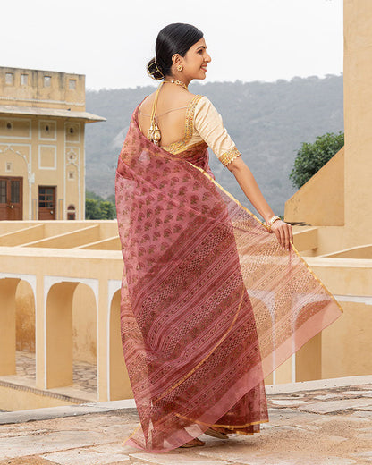 Rosewood Buta Organza Saree