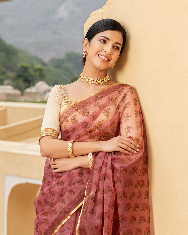 Rosewood Buta Organza Saree