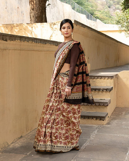 Red Floral Chanderi Saree
