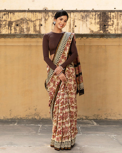 Red Floral Chanderi Saree