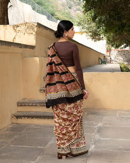 Red Floral Chanderi Saree