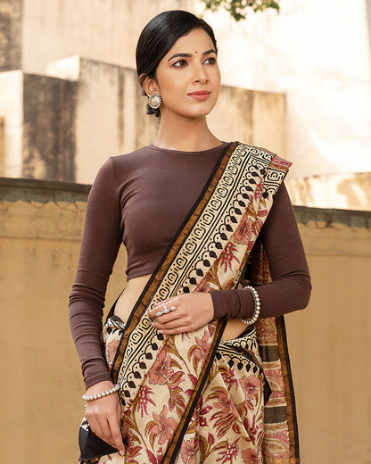 Red Floral Chanderi Saree