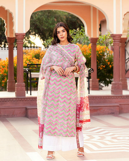 Gulabi Wave Block Suit Set