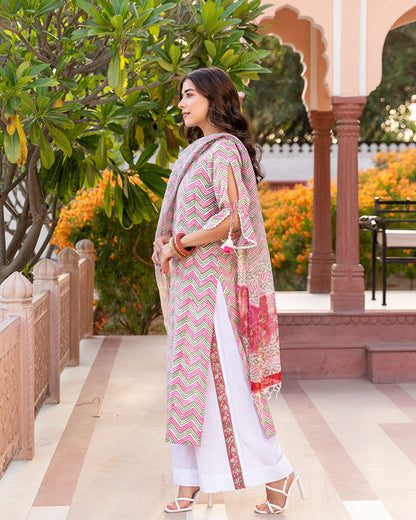 Gulabi Wave Block Suit Set