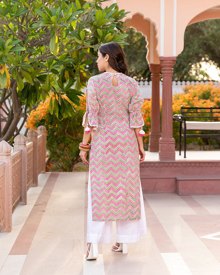 Gulabi Wave Block Suit Set