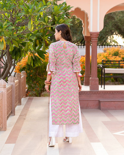 Gulabi Wave Block Suit Set