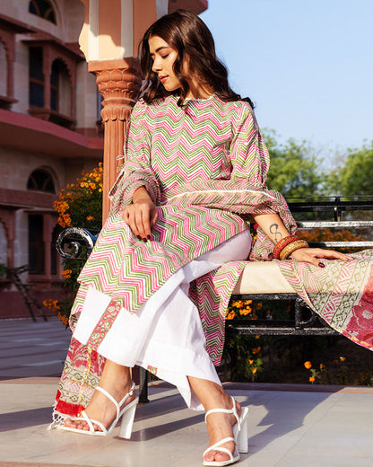 Gulabi Wave Block Suit Set
