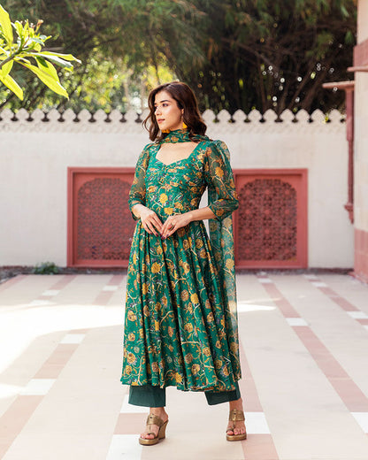 Paisley Green Muslin Suit Set