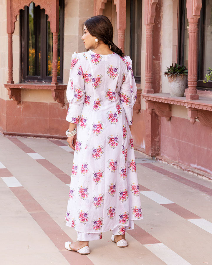 Rose White Muslin Suit