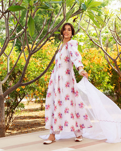 Rose White Muslin Suit