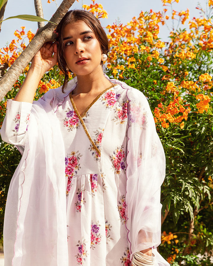 Rose White Muslin Suit