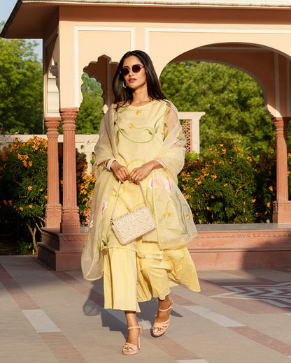 Daffodil Jaal Handpaint Suit