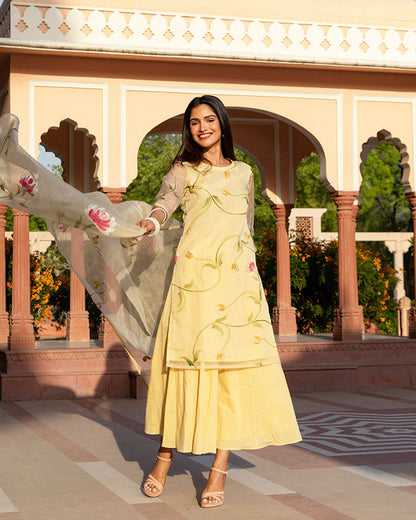 Daffodil Jaal Handpaint Suit