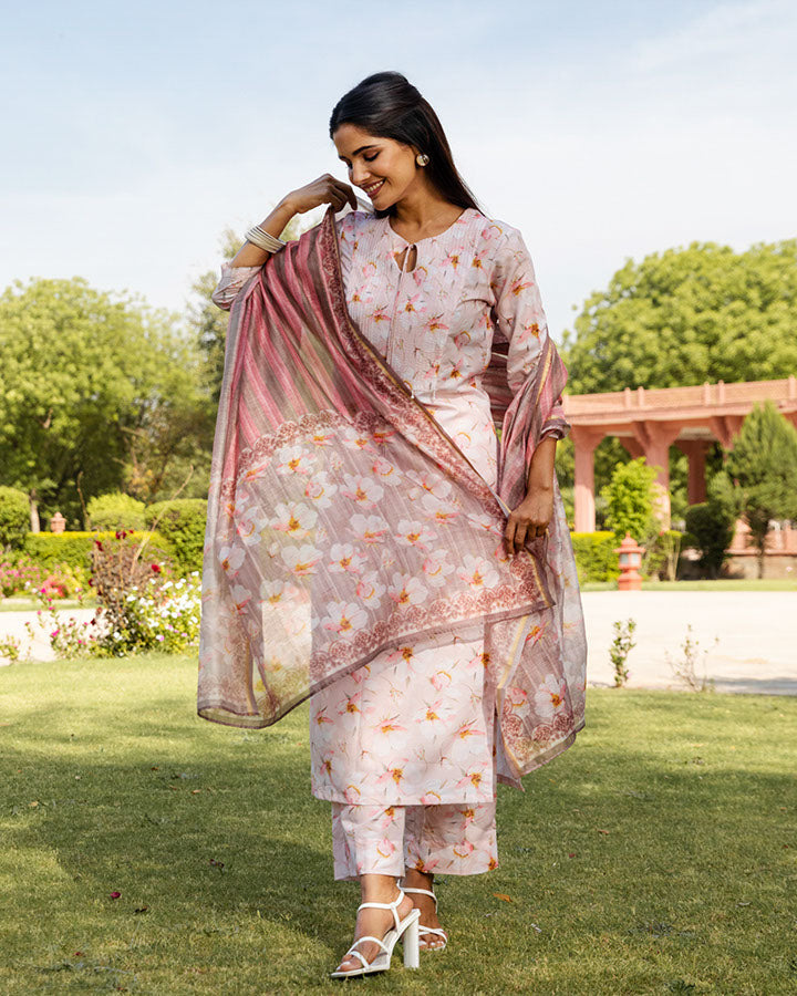 Cherry Blossom Muslin Suit Set