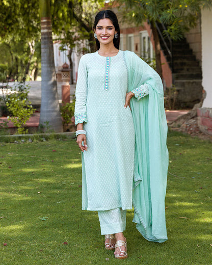 Green Noor Dobby Suit Set