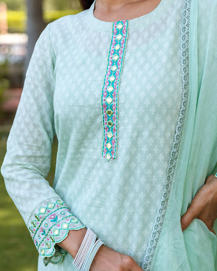Green Noor Dobby Suit Set