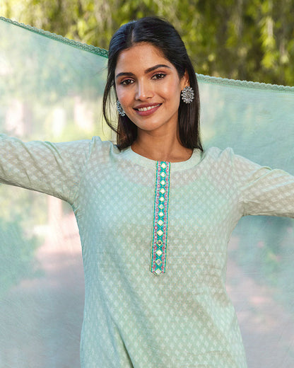 Green Noor Dobby Suit Set