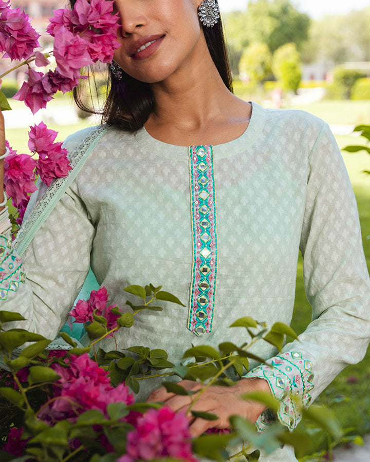 Green Noor Dobby Suit Set