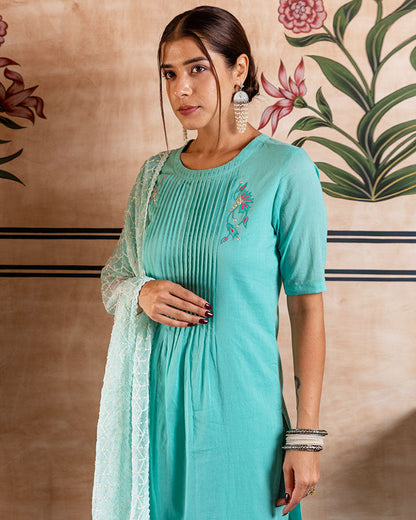 Sky Blue Embroidered Suit