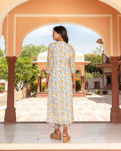 Orange Bloom jaal Kurta Set