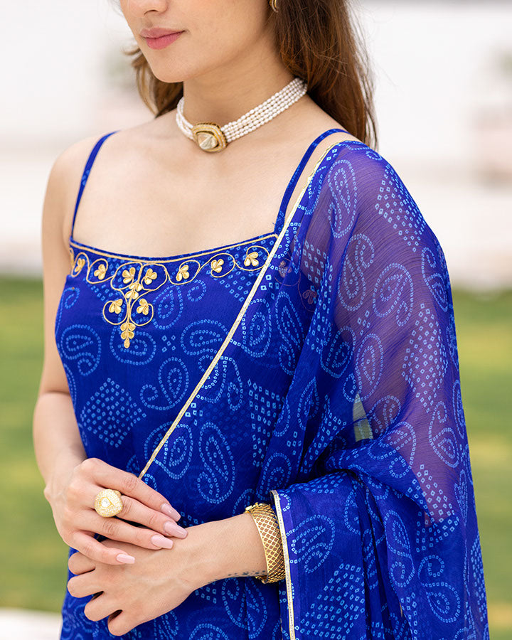 Blue Bandhani Sharara Set