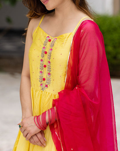Sunheri Chanderi Sharara Set