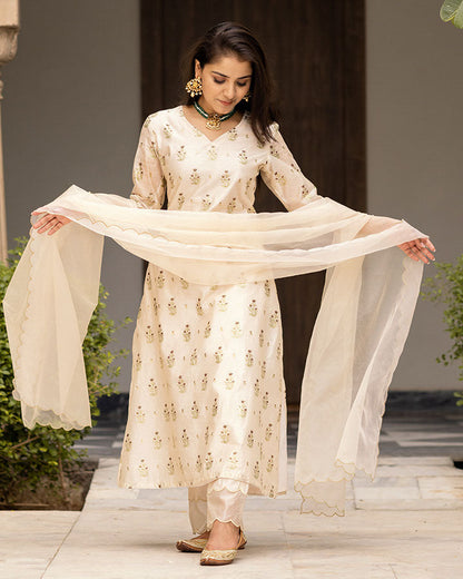 Beige Bagh Chanderi Suit