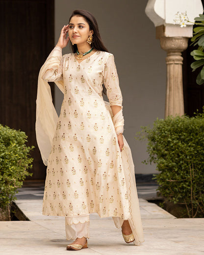 Beige Bagh Chanderi Suit