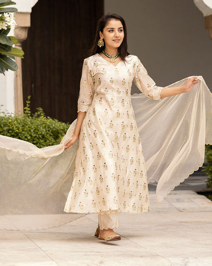 Beige Bagh Chanderi Suit