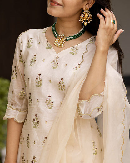 Beige Bagh Chanderi Suit