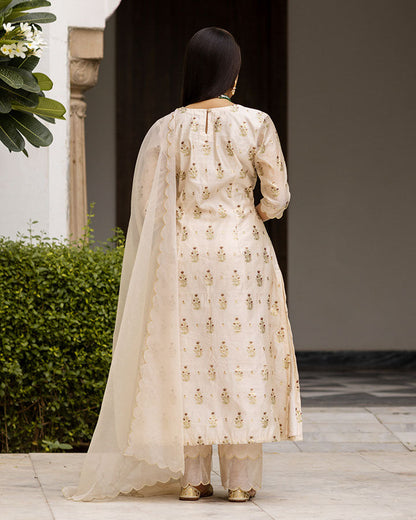 Beige Bagh Chanderi Suit