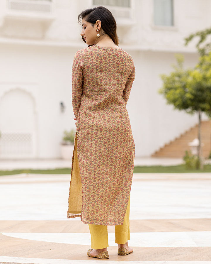 Pink Flower Chanderi Suit