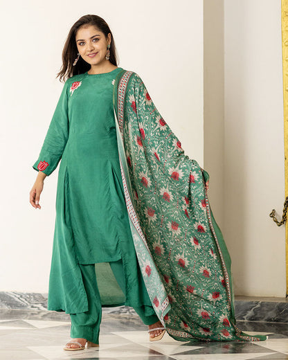 Green Patchwork Suit Set