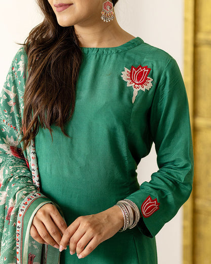 Green Patchwork Suit Set