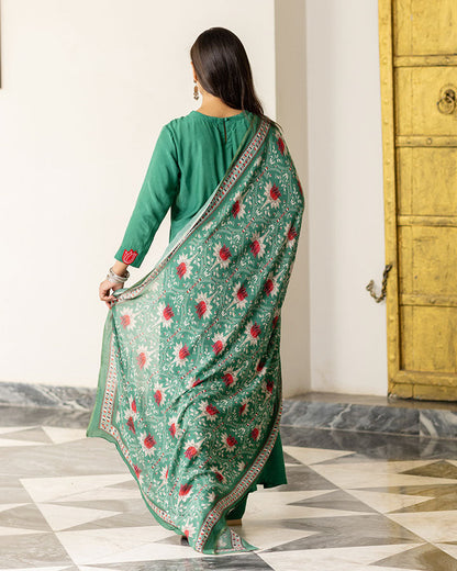 Green Patchwork Suit Set