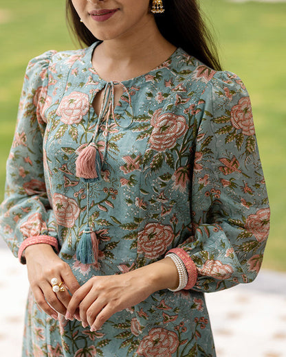 Teal Gulabi Kurta Set