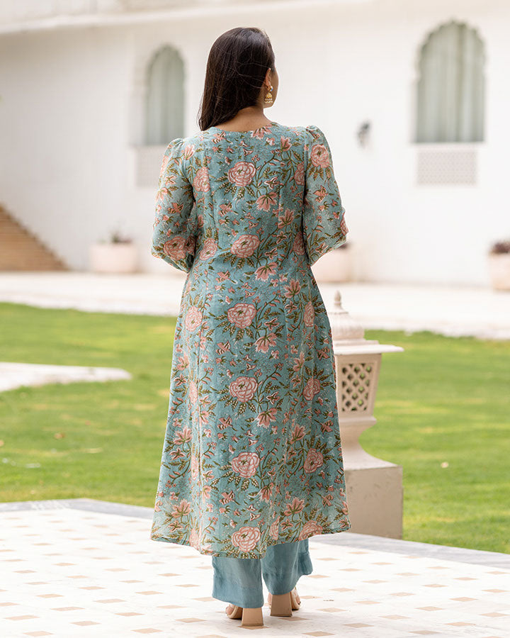 Teal Gulabi Kurta Set