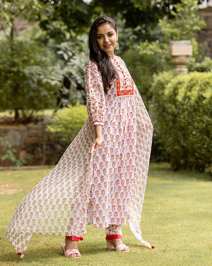 White Jaal Cotton Suit Set