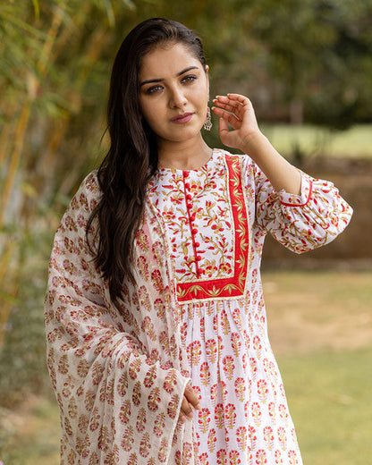 White Jaal Cotton Suit Set
