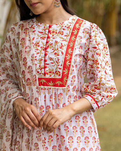 White Jaal Cotton Suit Set