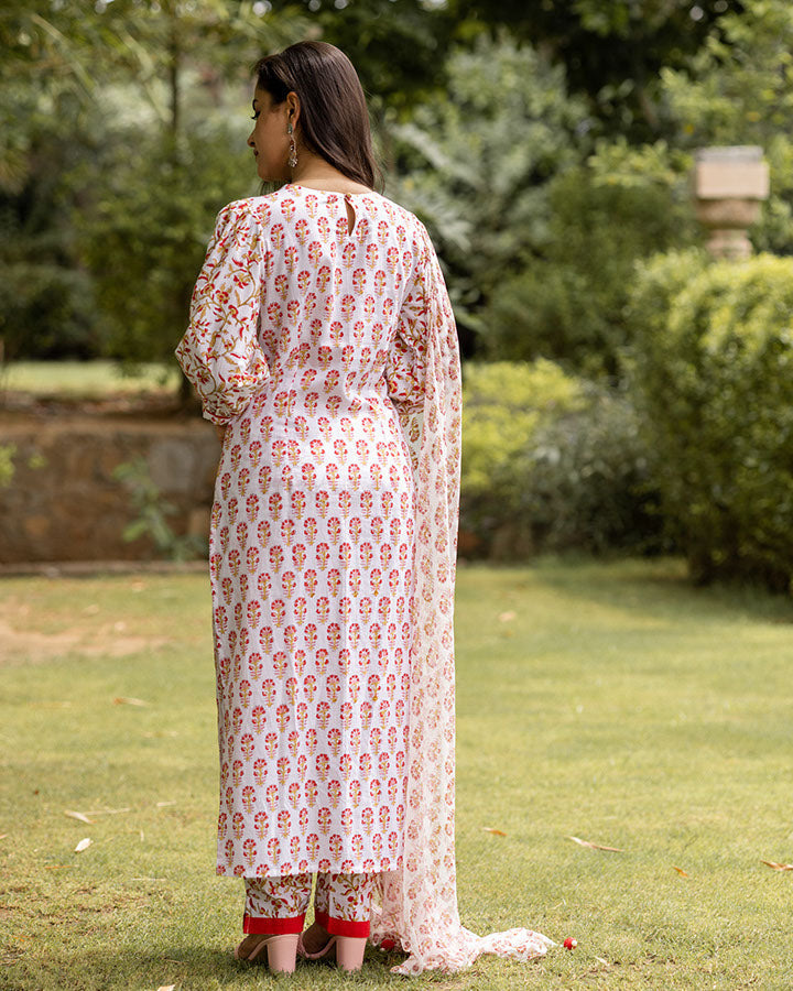 White Jaal Cotton Suit Set