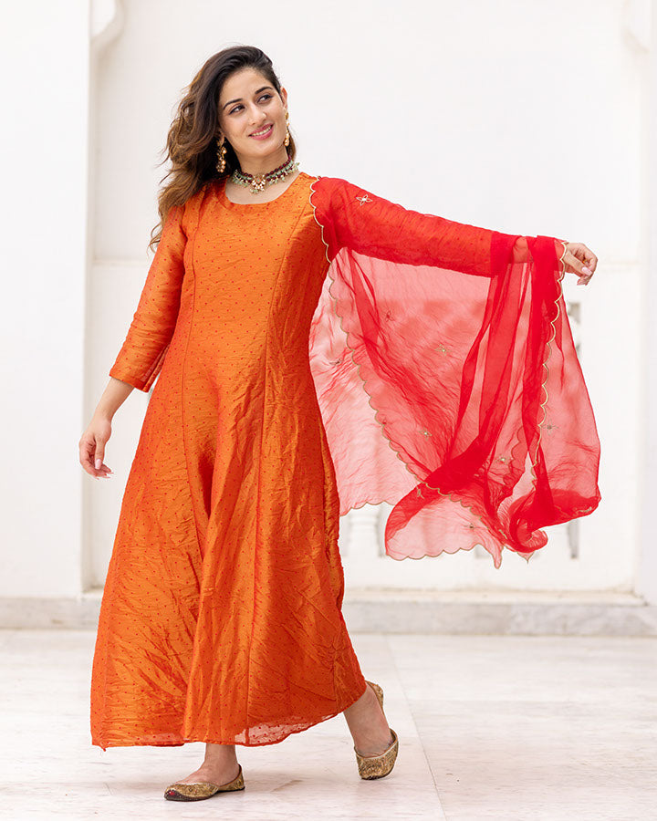 Rust Ahaliya Tissue Suit Set
