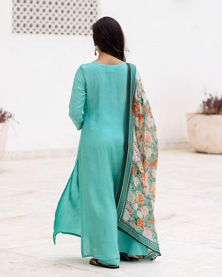 Turquoise Patchwork Suit Set