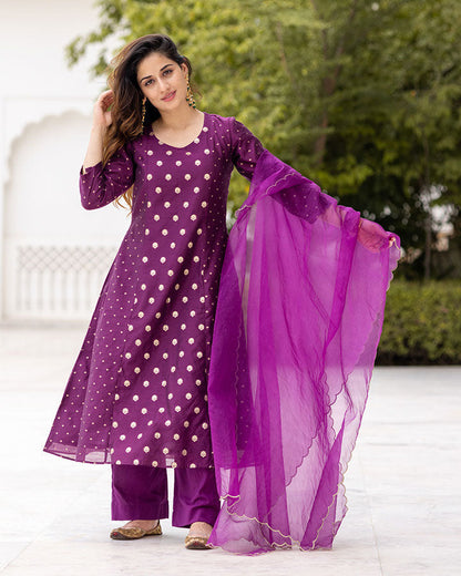 Purple Meher Chanderi Suit
