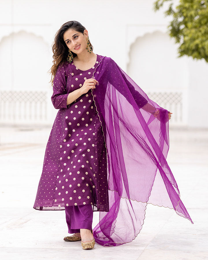 Purple Meher Chanderi Suit