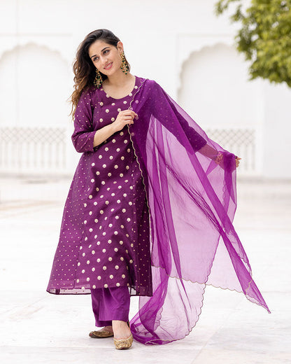 Purple Meher Chanderi Suit